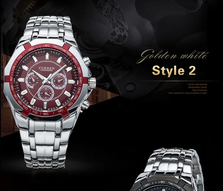 CURREN Men Luxury Brand Military Sport Mens Watches Full Steel Quartz Clock Men's Waterproof Business Watch relogio masculino