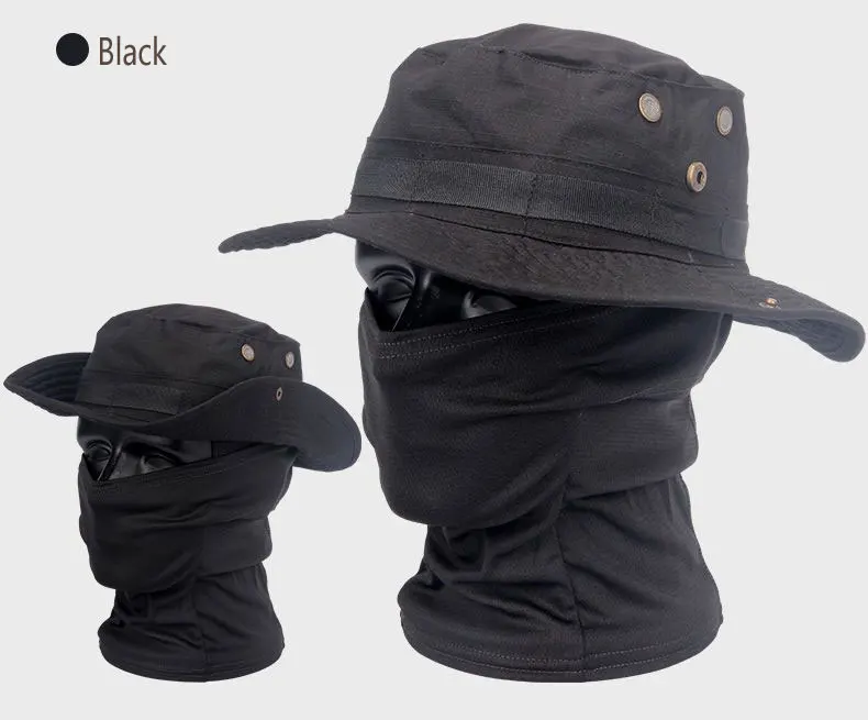 Women Men Hiking Fishing Boonie Hat Outdoor Sport Sun UV Protection Neck Face Camouflage Adjustable Bucket Caps and Mask