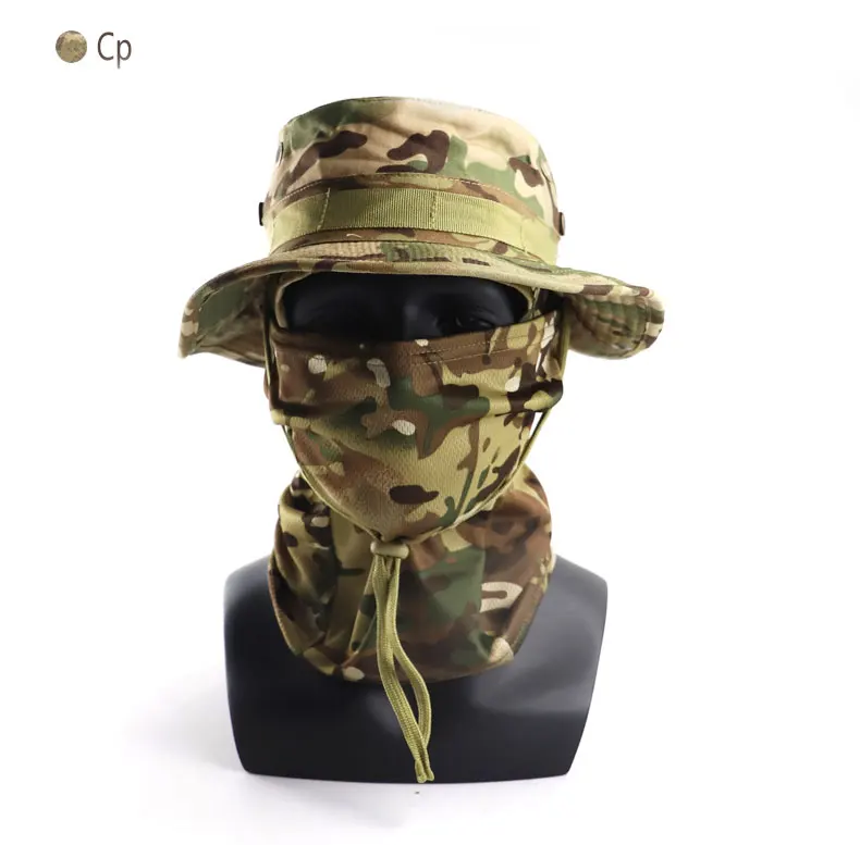 Women Men Hiking Fishing Boonie Hat Outdoor Sport Sun UV Protection Neck Face Camouflage Adjustable Bucket Caps and Mask