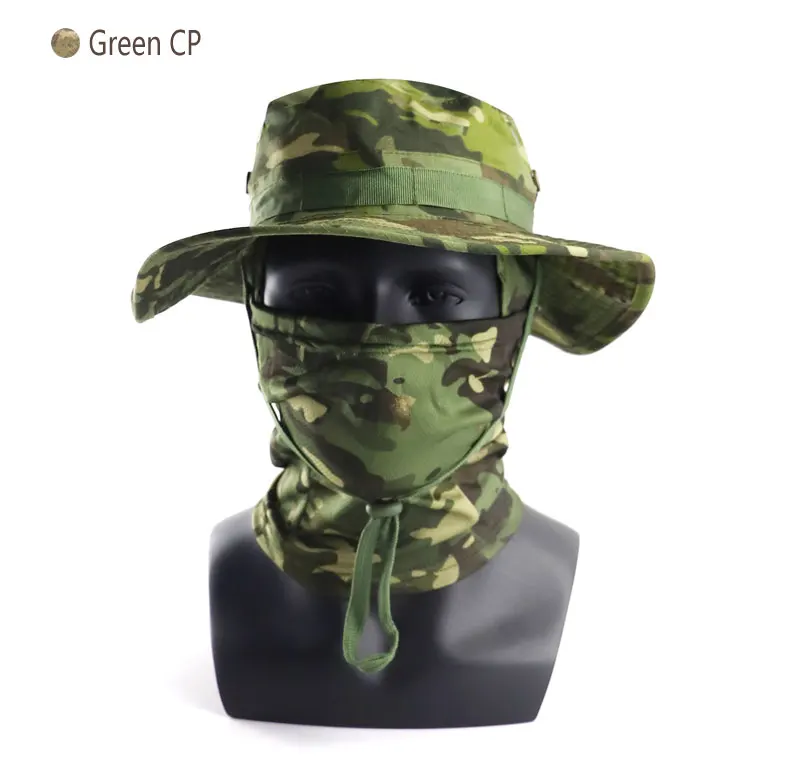 Women Men Hiking Fishing Boonie Hat Outdoor Sport Sun UV Protection Neck Face Camouflage Adjustable Bucket Caps and Mask