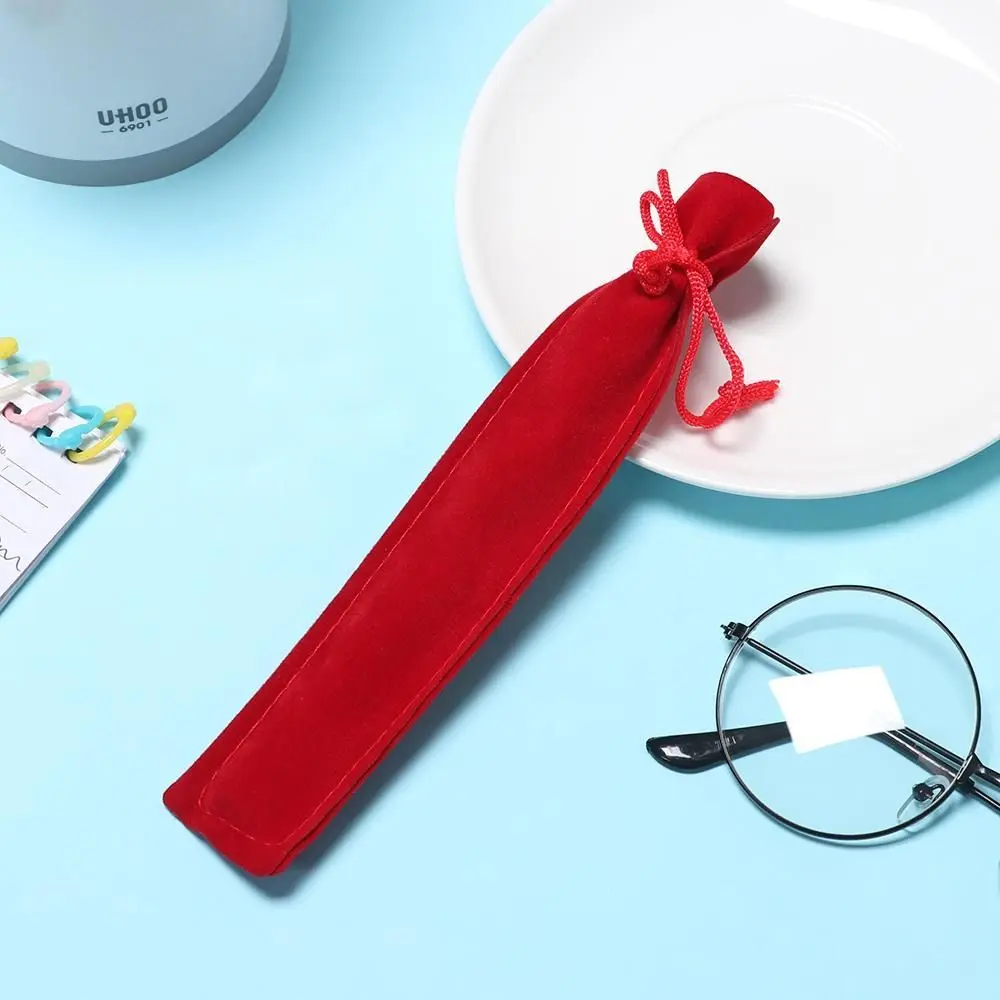 10PCS Plush Cloth Pen Bag Double-sided Thickened Velvet Pen Pouch Sleeve Holder Office School Supplies