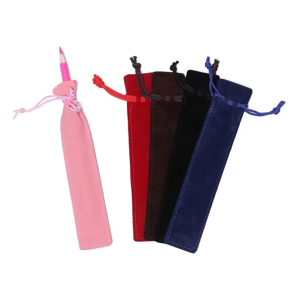 10PCS Plush Cloth Pen Bag Double-sided Thickened Velvet Pen Pouch Sleeve Holder Office School Supplies