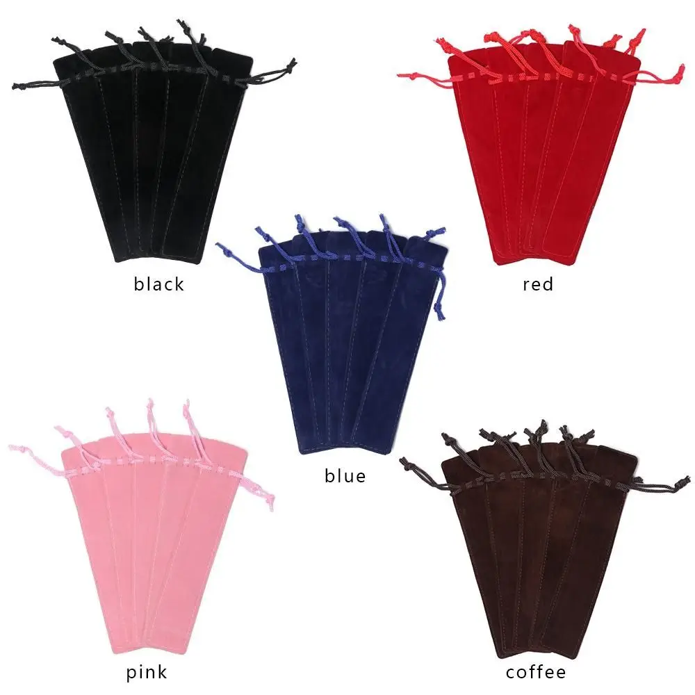 10PCS Plush Cloth Pen Bag Double-sided Thickened Velvet Pen Pouch Sleeve Holder Office School Supplies