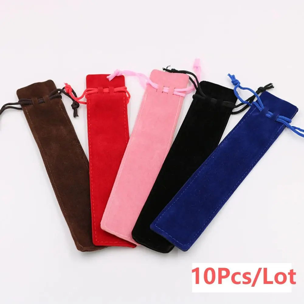 10PCS Plush Cloth Pen Bag Double-sided Thickened Velvet Pen Pouch Sleeve Holder Office School Supplies