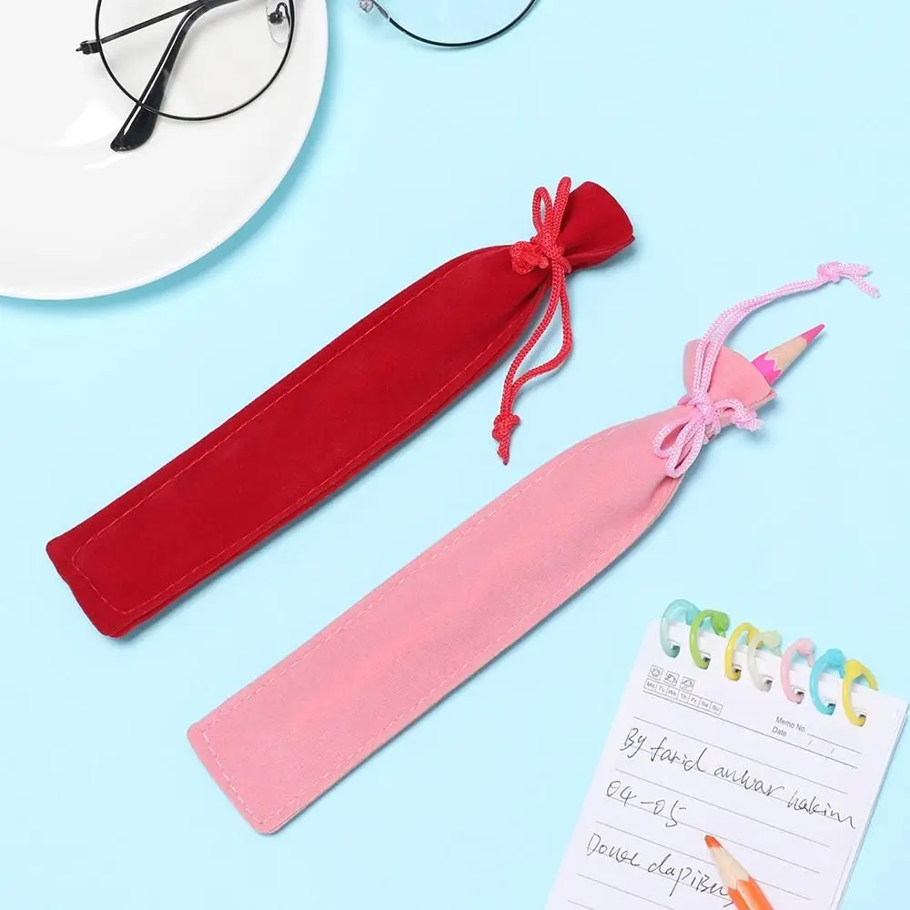 10PCS Plush Cloth Pen Bag Double-sided Thickened Velvet Pen Pouch Sleeve Holder Office School Supplies