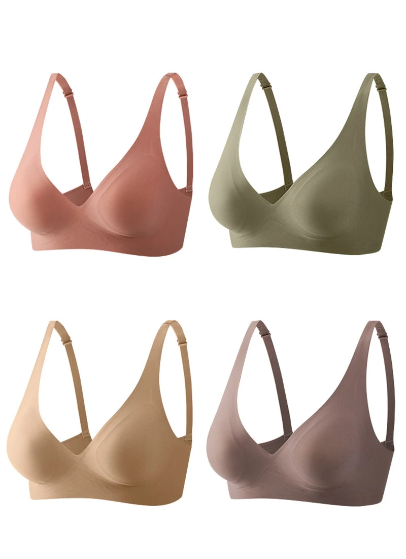 FINETOO Women Seamless Bra Comfortable Wireless Bras S-XL Ladies Deep V Underwear Soft Padded Brassiere Female Bra Lingerie 2023