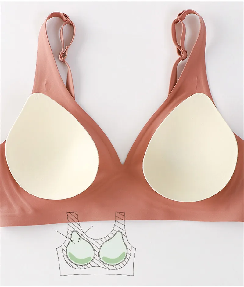 FINETOO Women Seamless Bra Comfortable Wireless Bras S-XL Ladies Deep V Underwear Soft Padded Brassiere Female Bra Lingerie 2023