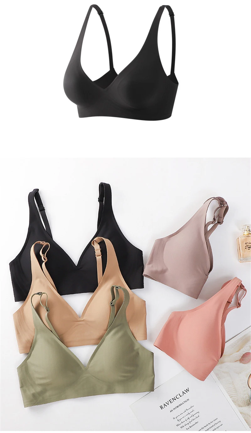 FINETOO Women Seamless Bra Comfortable Wireless Bras S-XL Ladies Deep V Underwear Soft Padded Brassiere Female Bra Lingerie 2023