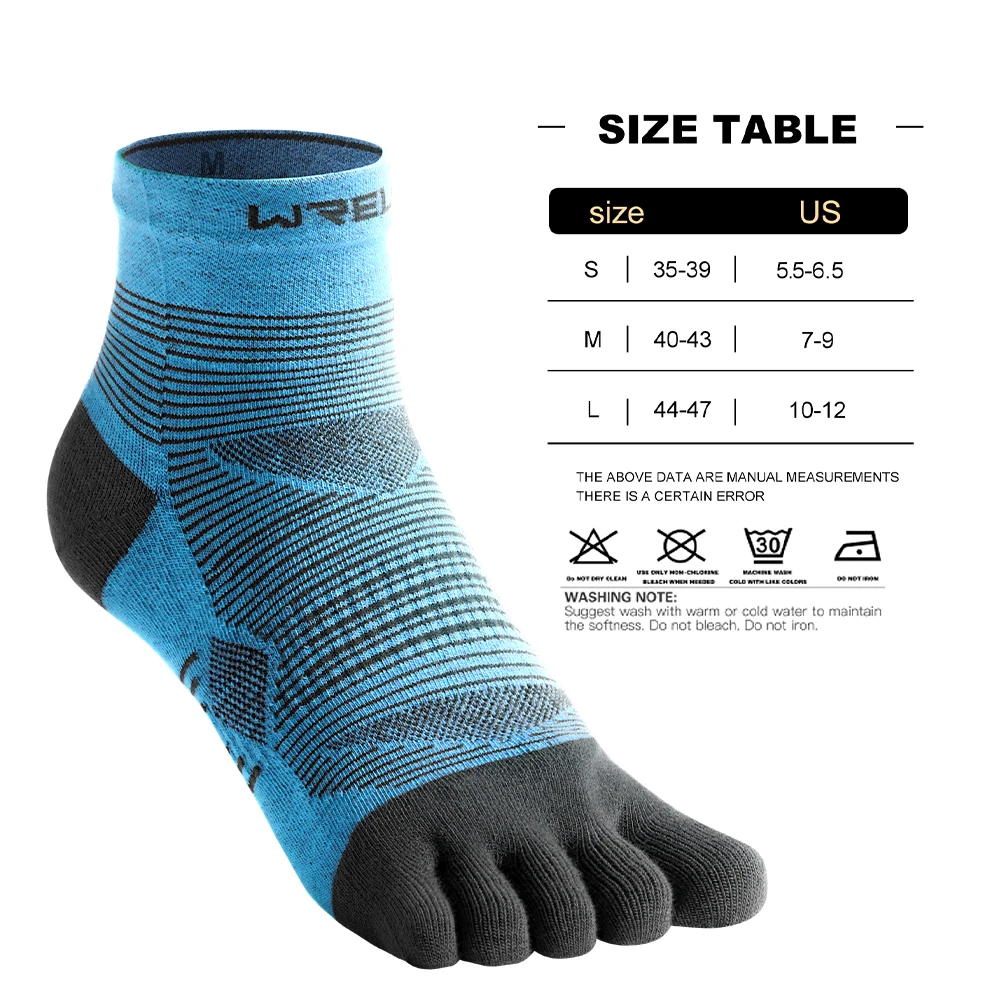 WRELS Coolmax Sports Socks Comfy Elastic Shock-proof Breathable Run Knitted Socks High Performance Athletic Five Toe Socks