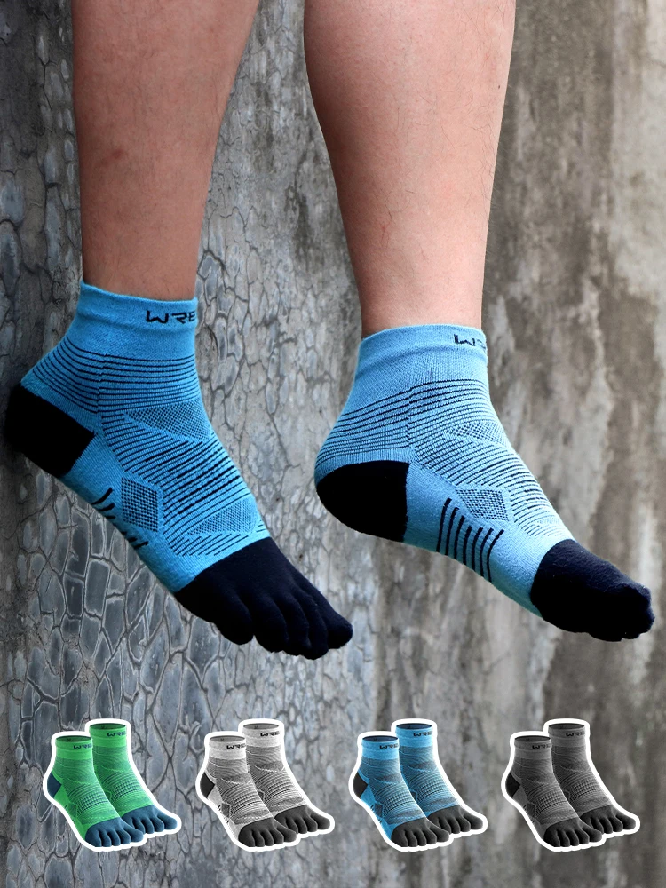 WRELS Coolmax Sports Socks Comfy Elastic Shock-proof Breathable Run Knitted Socks High Performance Athletic Five Toe Socks