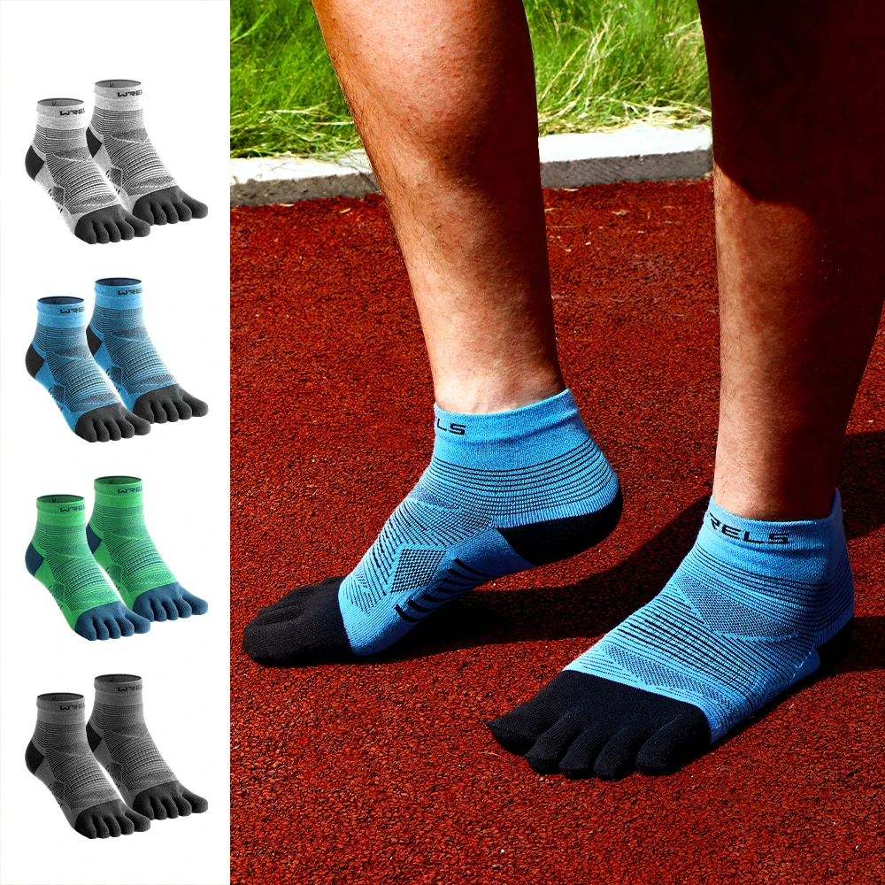 WRELS Coolmax Sports Socks Comfy Elastic Shock-proof Breathable Run Knitted Socks High Performance Athletic Five Toe Socks