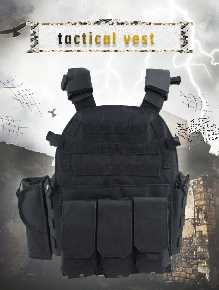 6094 Military Tactical Vest Body Armor Combat Army CS Gear Hunting Plate Carrier Airsoft Accessories Wargame Pouch Molle Vest
