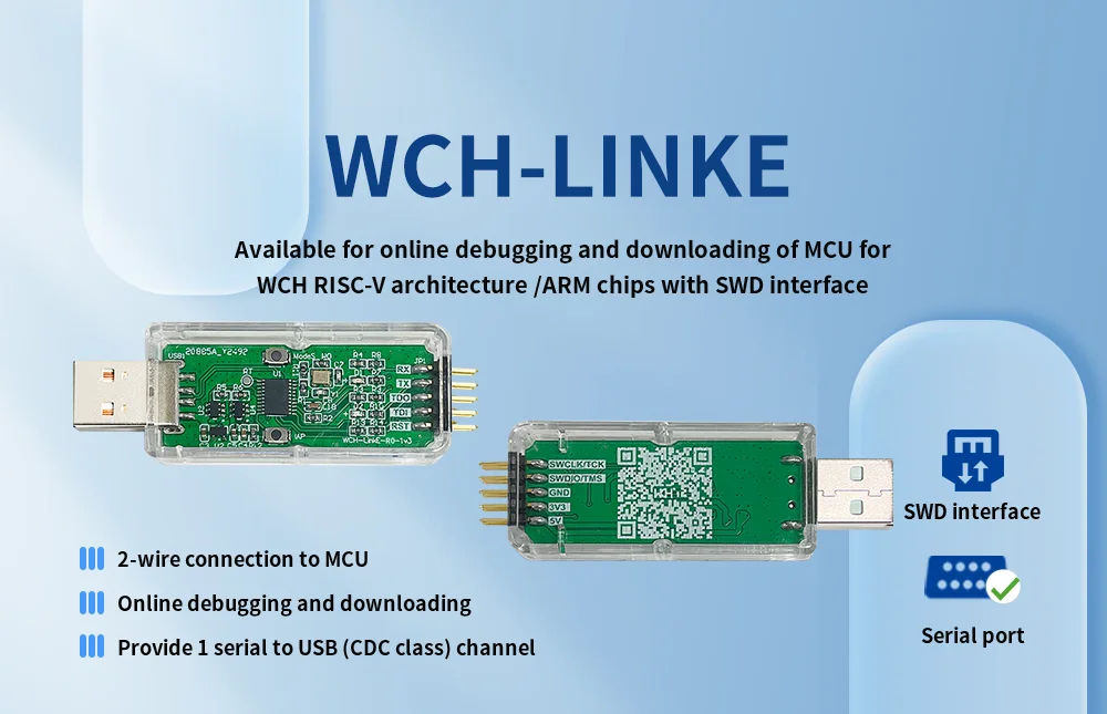 WCH-LinkE Online Download Debugger Support WCH RISC-V Architecture MCU/SWD Interface ARM Chip 1 Serial Port to USB Channel