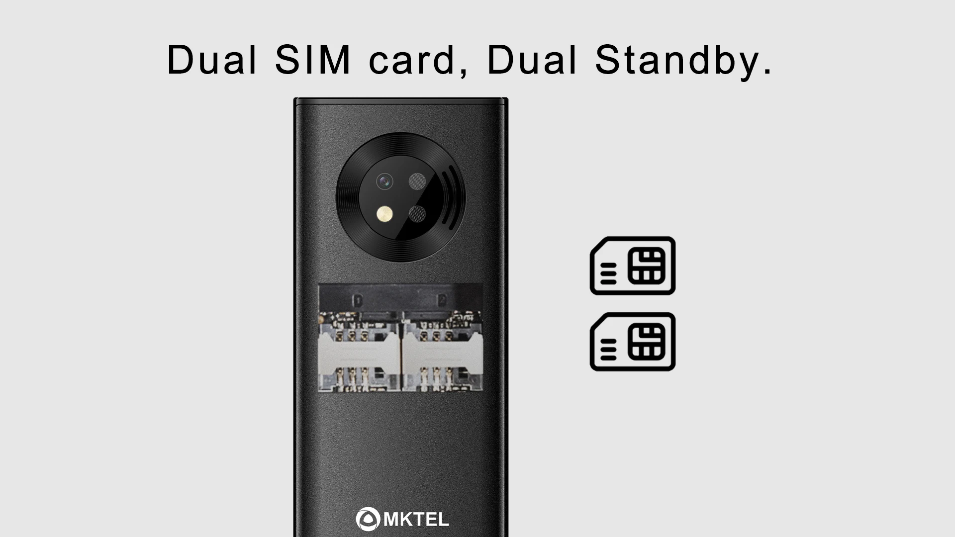 MKTEL EXO Feature Phone Senior Mobile Phone Dual SIM Dual Standby 1.77" Display GSM MP3 MP4 FM Radio Strong Torch Loud Speaker