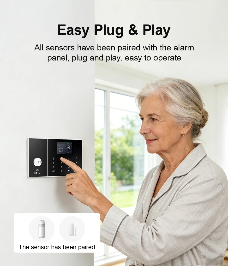 PGST WiFi 4G 2G GSM Home Alarm System Works with Tuya Smart Life Security Protection Alarm Security System Motion Door Sensor