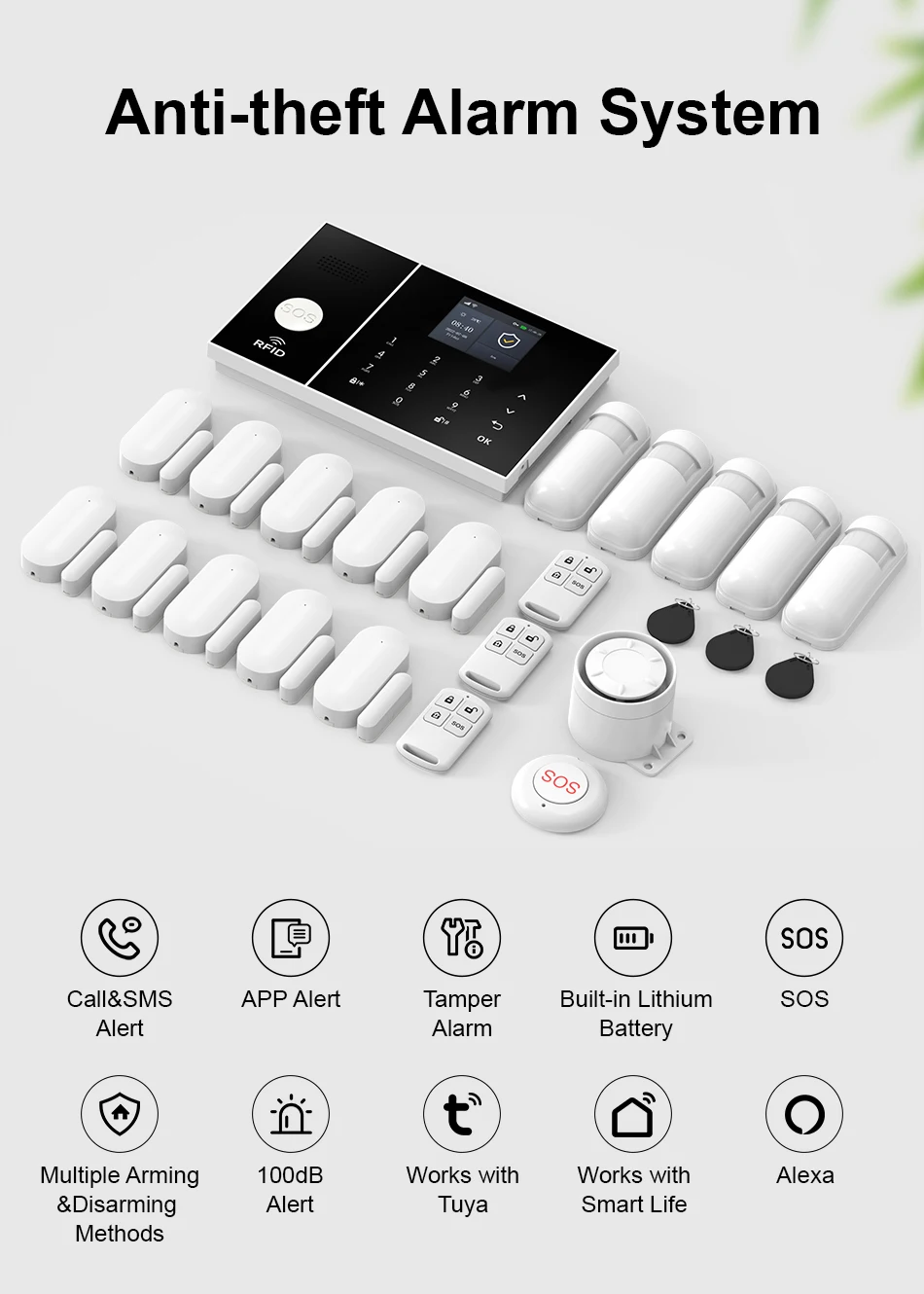 PGST WiFi 4G 2G GSM Home Alarm System Works with Tuya Smart Life Security Protection Alarm Security System Motion Door Sensor