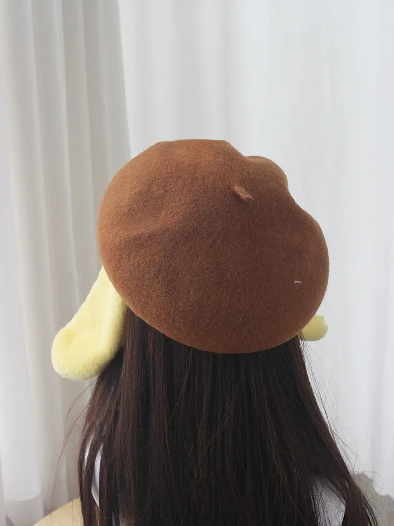 JK Lolita Japanese Y2K Cute Kawaii Dog Ears Yellow Hat Pompoms Accessories Cosplay Hair Accessories Women Girls