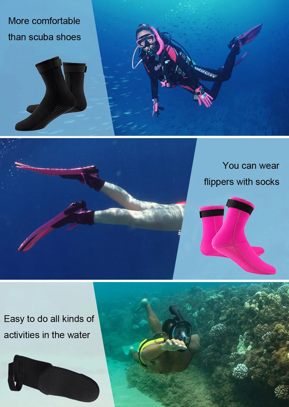 3mm&5mm Neoprene Diving Socks Non-slip Adult Warm Patchwork Elasticity Wetsuit Shoes Surfing Boots for Swimming Snorkeling