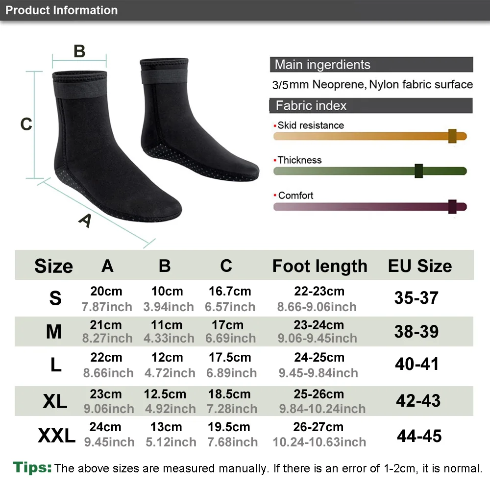 3mm&5mm Neoprene Diving Socks Non-slip Adult Warm Patchwork Elasticity Wetsuit Shoes Surfing Boots for Swimming Snorkeling