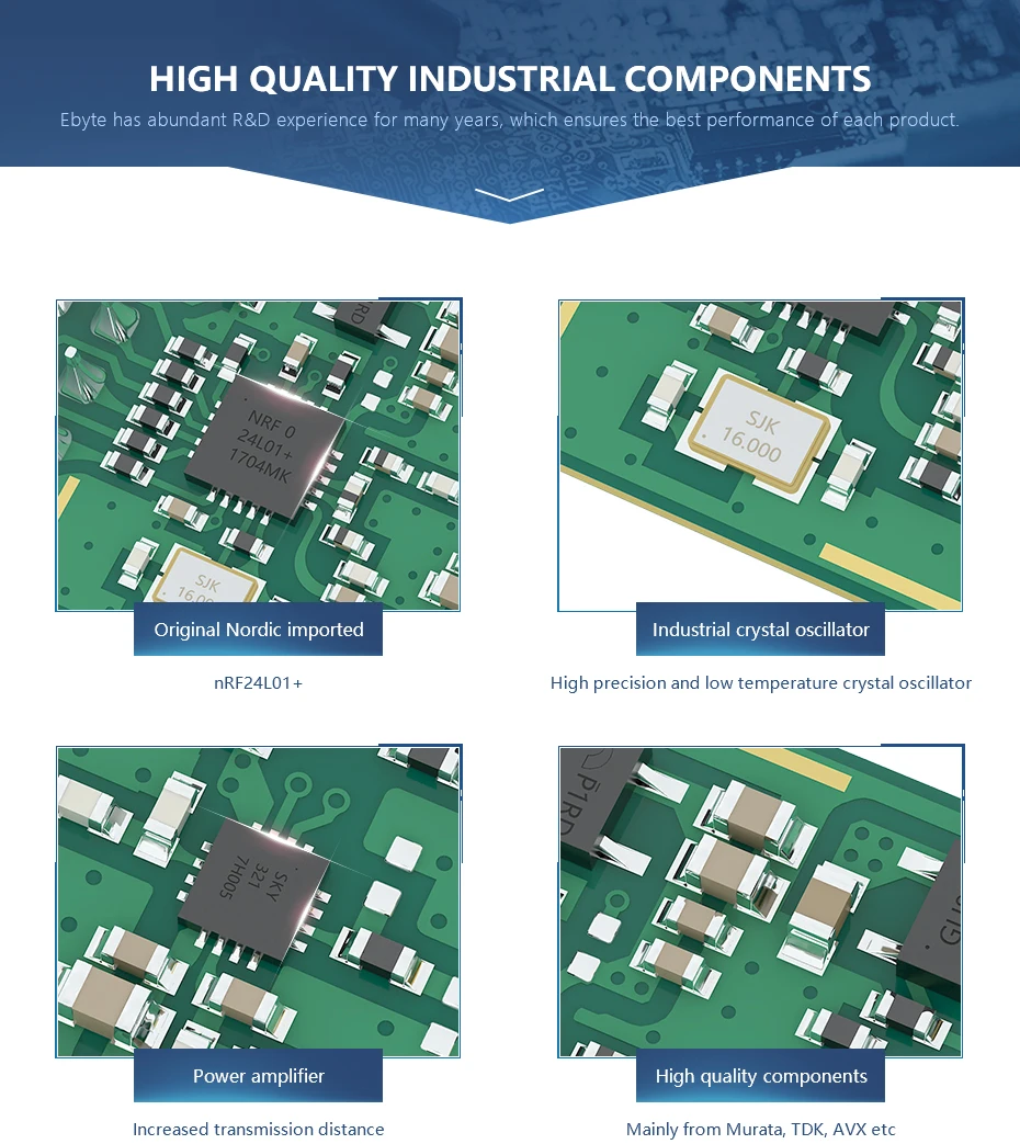 2PCS nRF24L01P 2.4GHz 500mW E01-2G4M27D SPI Transceiver E01-2G4M27D 27dBm SMA Long Range nRF24L01 PA LNA Transmitter Receiver