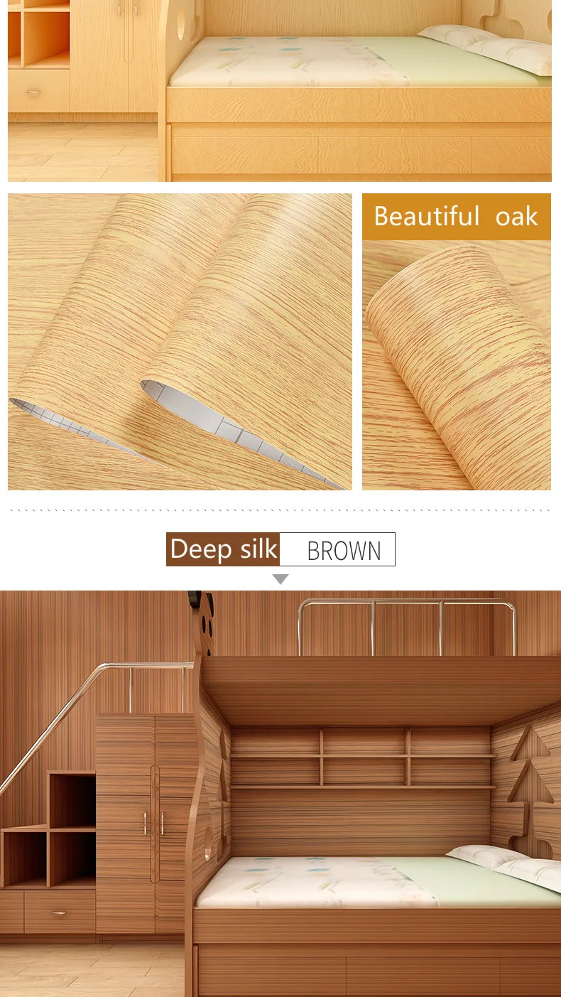 Wood Grain DIY Sticker PVC Self Adhesive Waterproof Wallpapers Renovation Furnitures Wall Stickers Home Decor Sticky Paper Decal