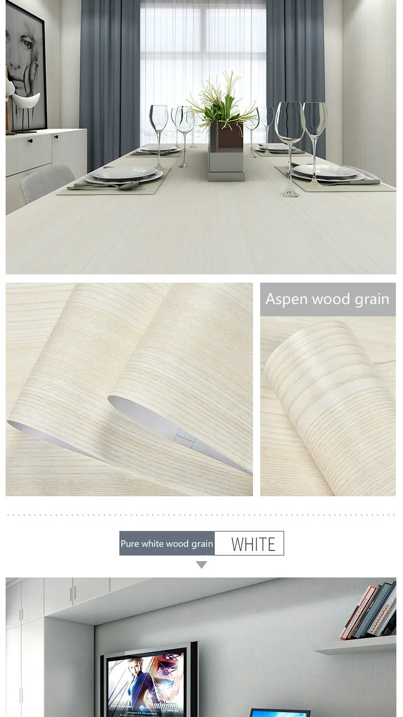 Wood Grain DIY Sticker PVC Self Adhesive Waterproof Wallpapers Renovation Furnitures Wall Stickers Home Decor Sticky Paper Decal