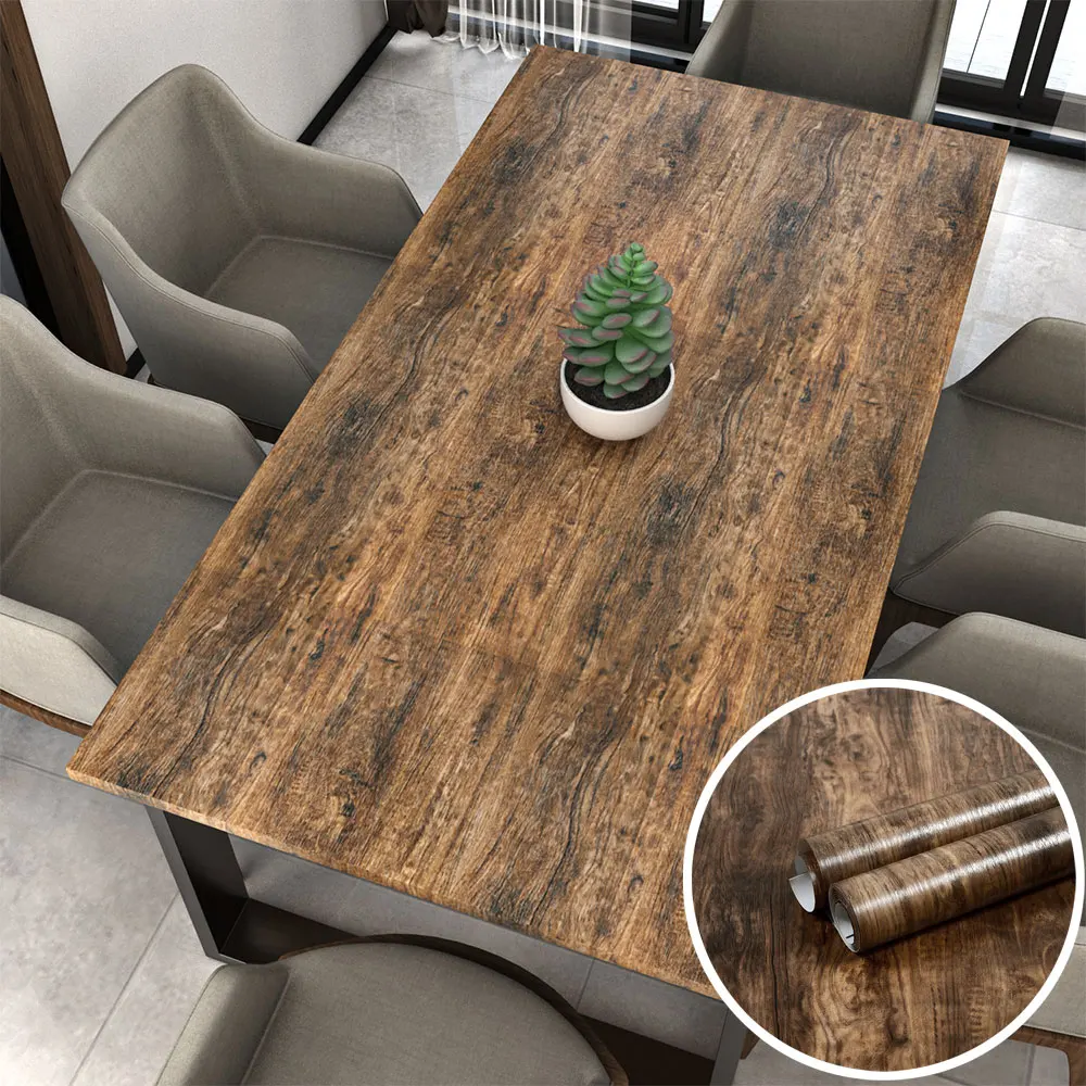 Wood Grain DIY Sticker PVC Self Adhesive Waterproof Wallpapers Renovation Furnitures Wall Stickers Home Decor Sticky Paper Decal