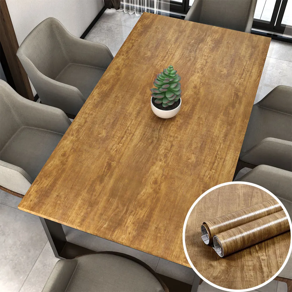 Wood Grain DIY Sticker PVC Self Adhesive Waterproof Wallpapers Renovation Furnitures Wall Stickers Home Decor Sticky Paper Decal