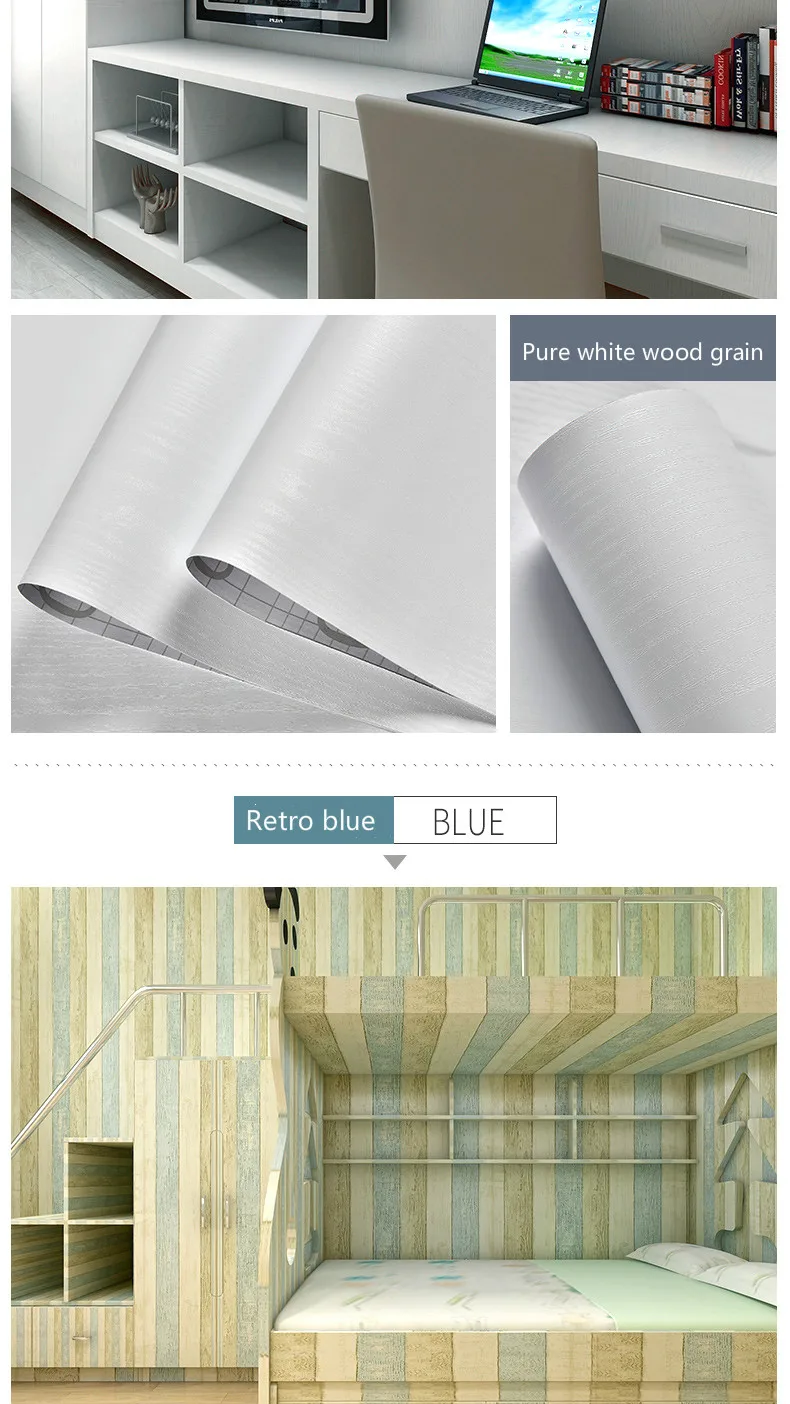 Wood Grain DIY Sticker PVC Self Adhesive Waterproof Wallpapers Renovation Furnitures Wall Stickers Home Decor Sticky Paper Decal