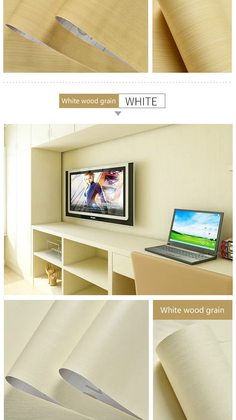 Wood Grain DIY Sticker PVC Self Adhesive Waterproof Wallpapers Renovation Furnitures Wall Stickers Home Decor Sticky Paper Decal