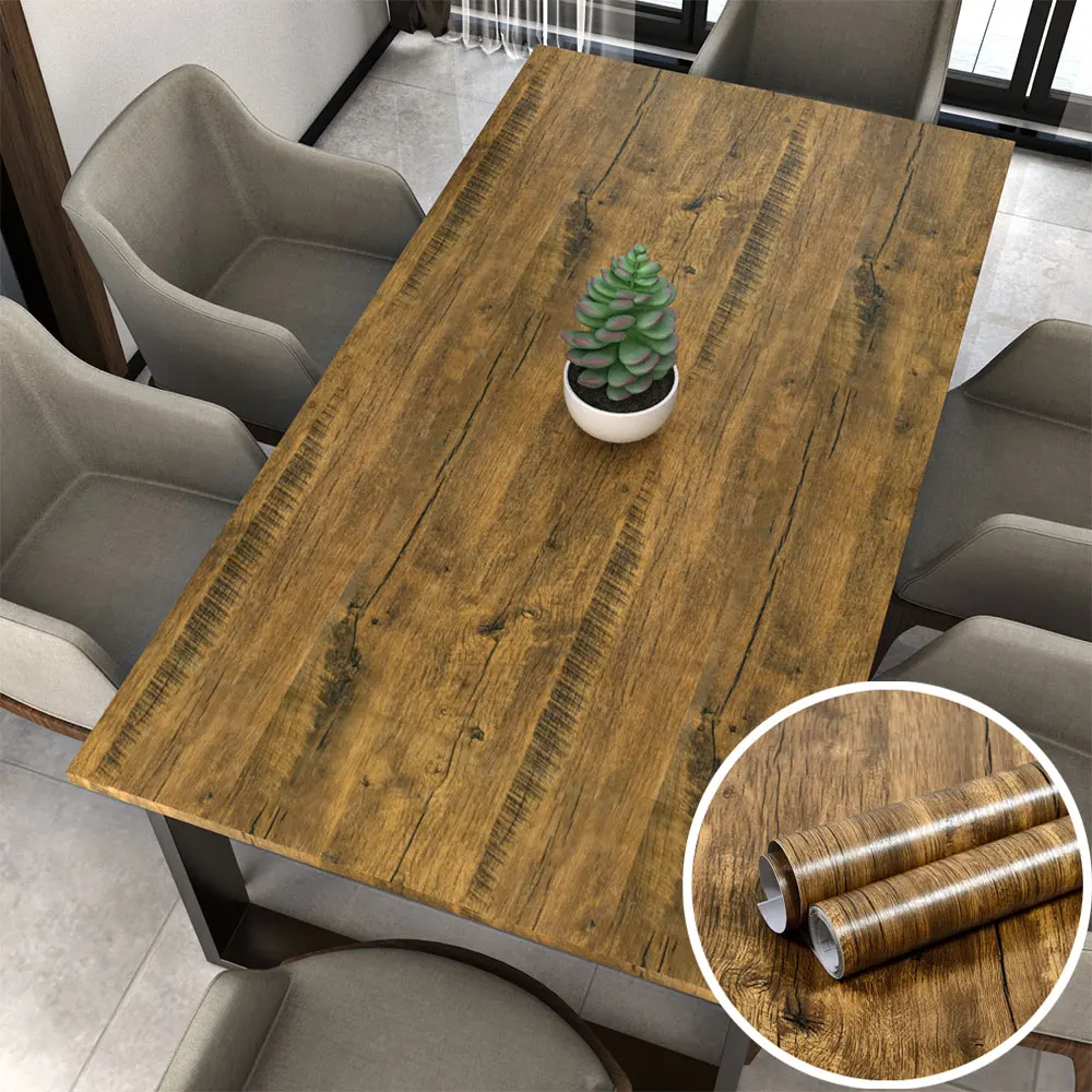 Wood Grain DIY Sticker PVC Self Adhesive Waterproof Wallpapers Renovation Furnitures Wall Stickers Home Decor Sticky Paper Decal