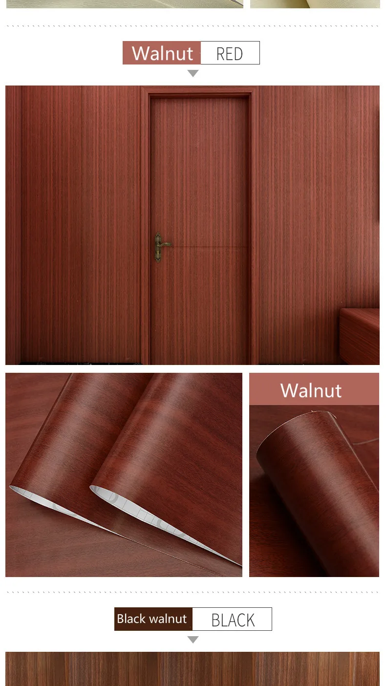 Wood Grain DIY Sticker PVC Self Adhesive Waterproof Wallpapers Renovation Furnitures Wall Stickers Home Decor Sticky Paper Decal
