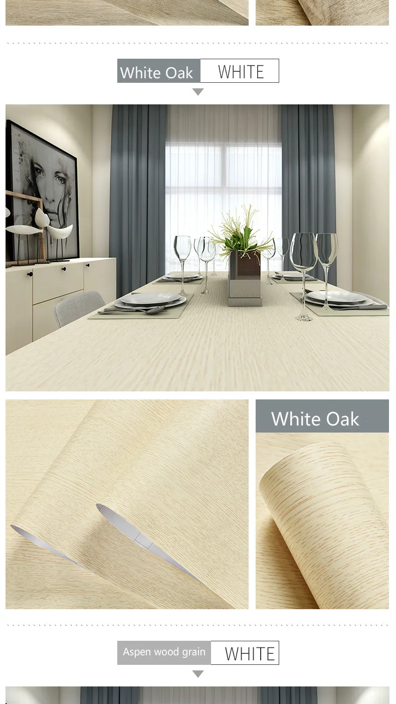 Wood Grain DIY Sticker PVC Self Adhesive Waterproof Wallpapers Renovation Furnitures Wall Stickers Home Decor Sticky Paper Decal