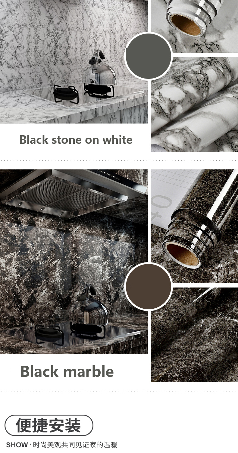 Marble Vinyl Film DIY Self Adhesive Wallpaper Bathroom Kitchen Cupboard Countertops Contact Paper PVC Waterproof Wall Stickers