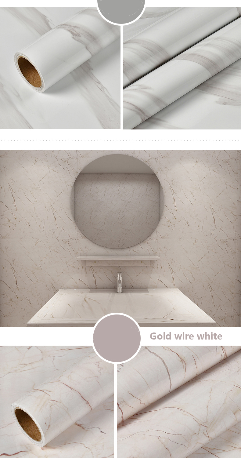 Marble Vinyl Film DIY Self Adhesive Wallpaper Bathroom Kitchen Cupboard Countertops Contact Paper PVC Waterproof Wall Stickers