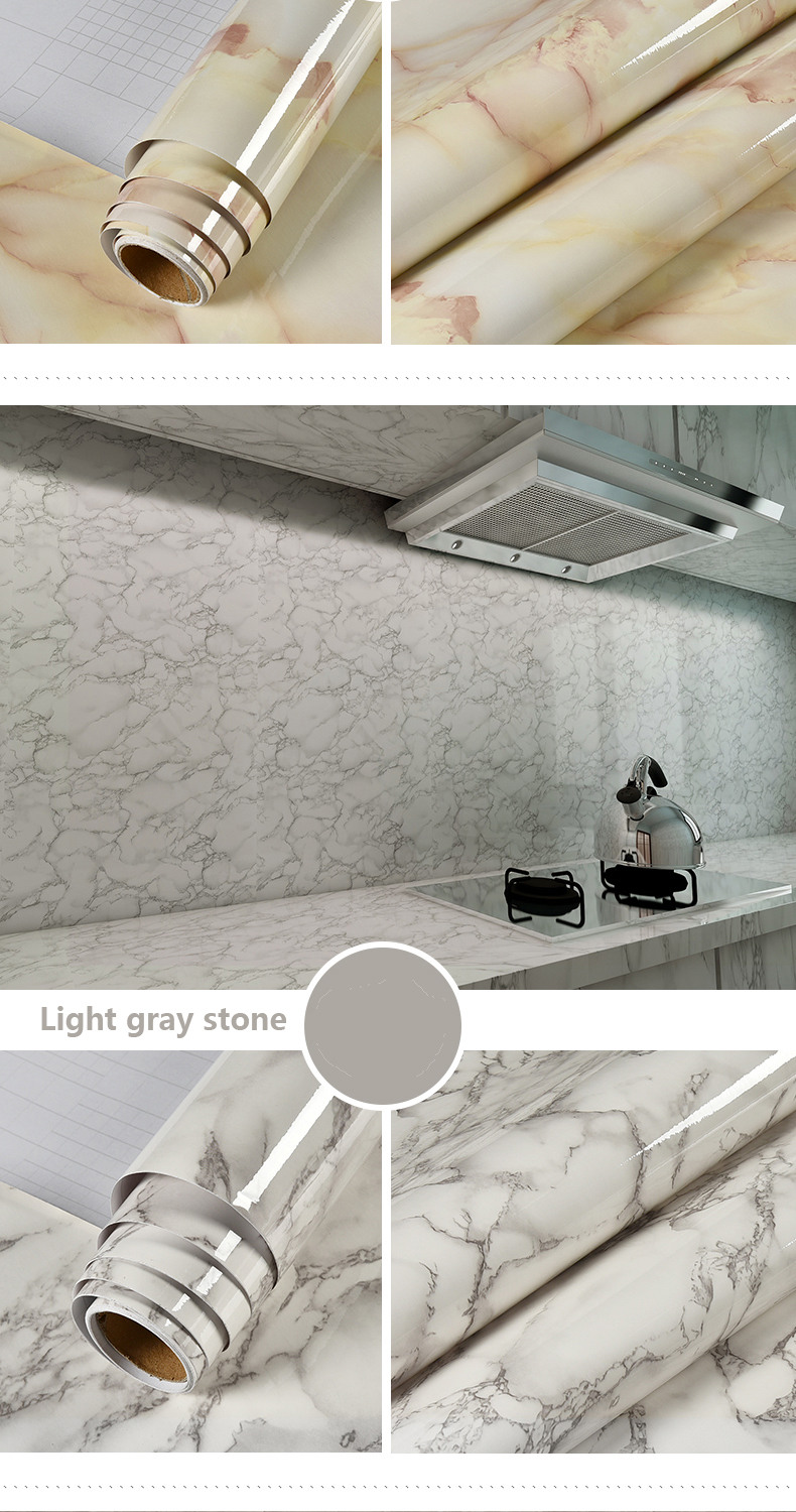 Marble Vinyl Film DIY Self Adhesive Wallpaper Bathroom Kitchen Cupboard Countertops Contact Paper PVC Waterproof Wall Stickers