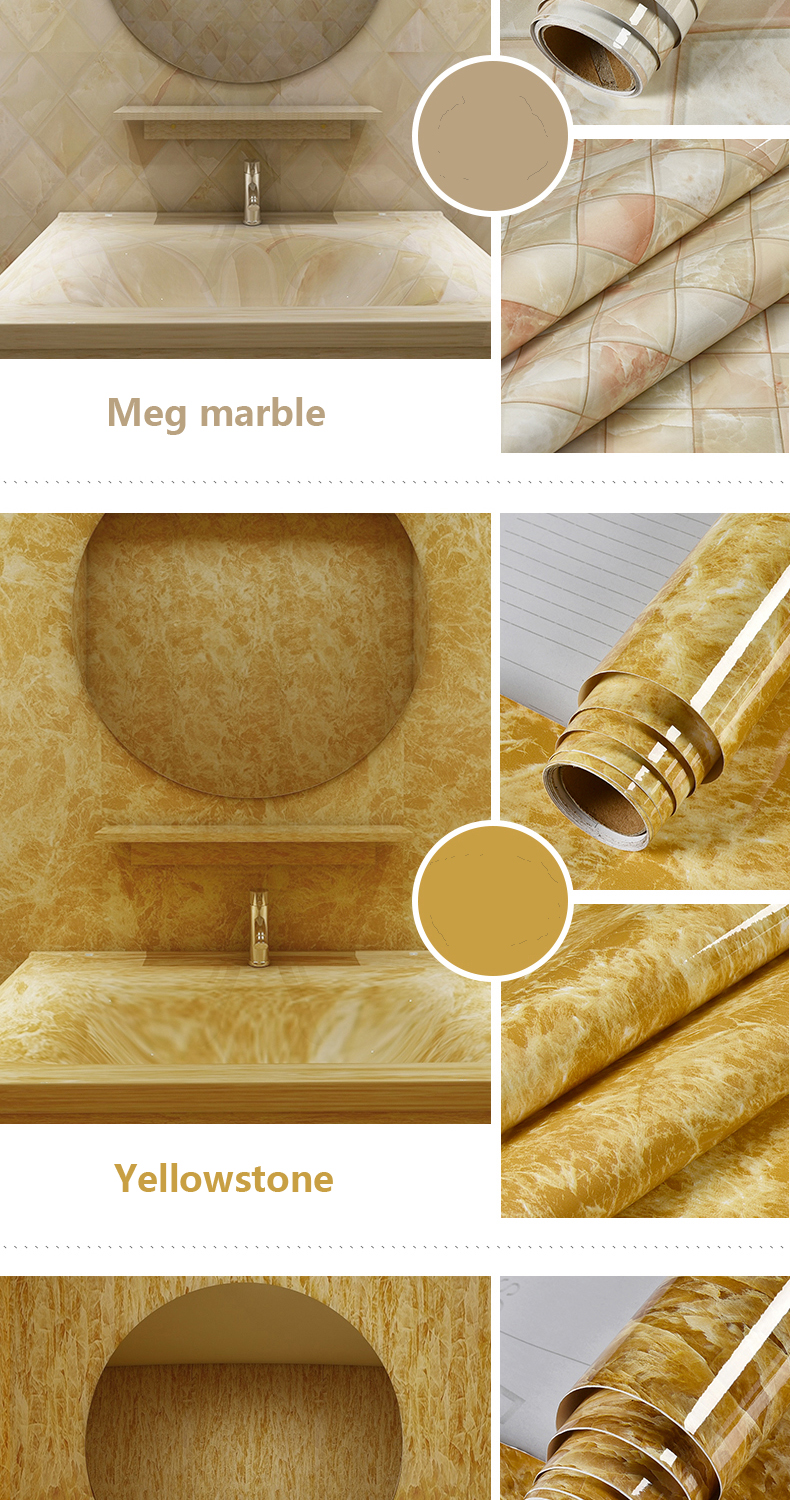 Marble Vinyl Film DIY Self Adhesive Wallpaper Bathroom Kitchen Cupboard Countertops Contact Paper PVC Waterproof Wall Stickers