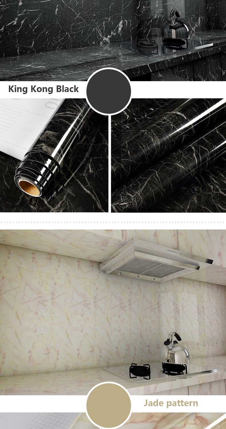 Marble Vinyl Film DIY Self Adhesive Wallpaper Bathroom Kitchen Cupboard Countertops Contact Paper PVC Waterproof Wall Stickers
