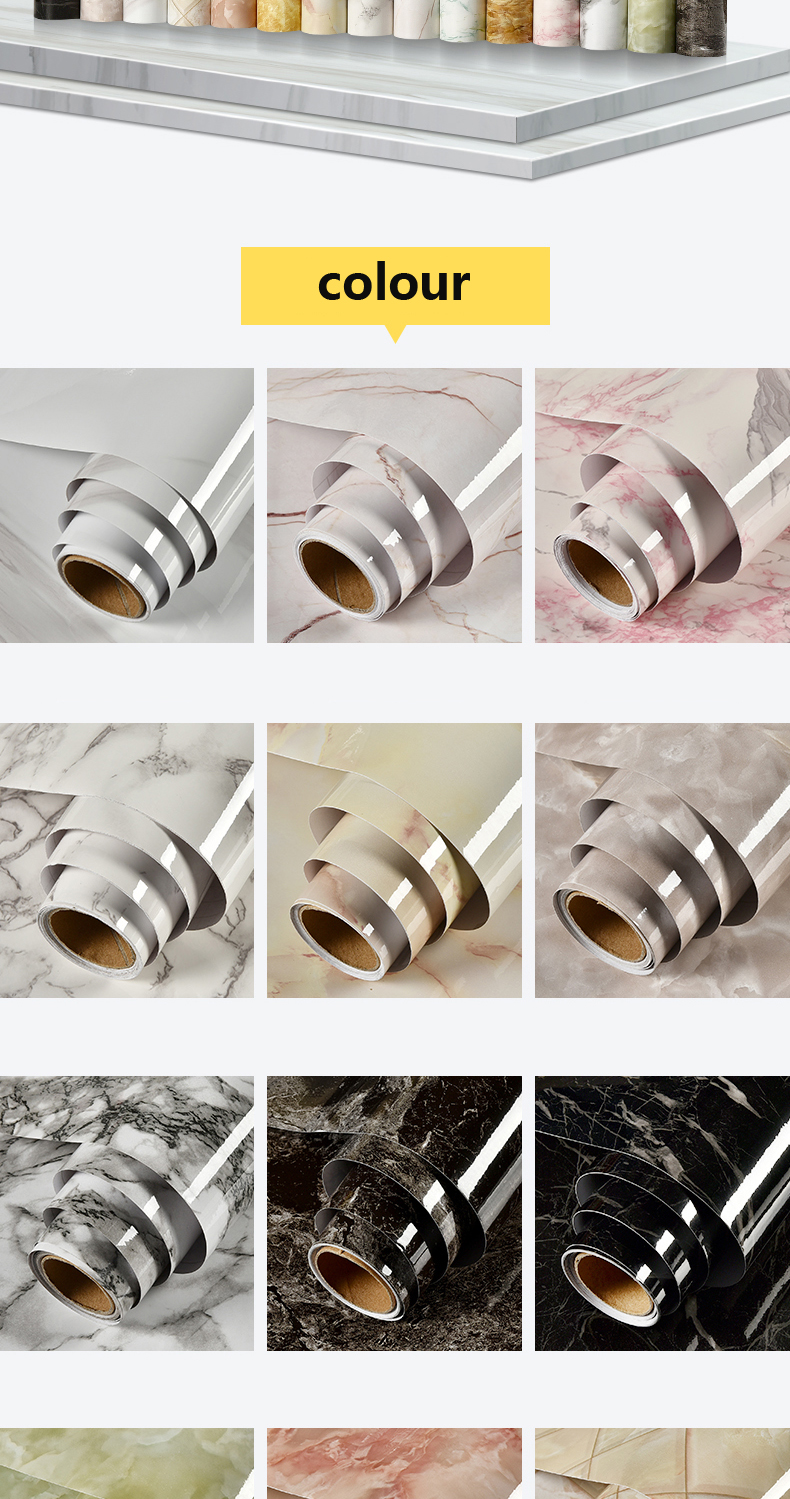 Marble Vinyl Film DIY Self Adhesive Wallpaper Bathroom Kitchen Cupboard Countertops Contact Paper PVC Waterproof Wall Stickers
