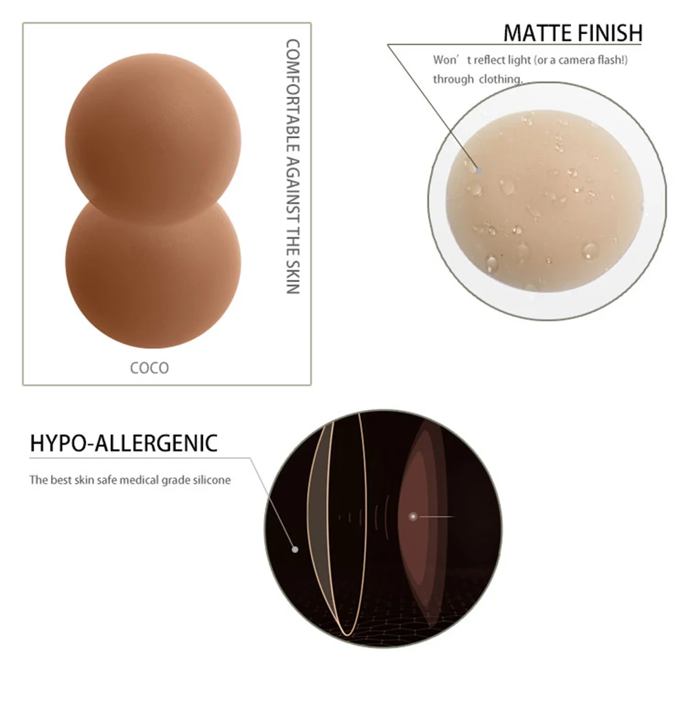Round Shape Reusable Silicone Nipple Covers Invisible Seamless Breast Petals No Show Full Coverage Nip Pasties Sticky Bra