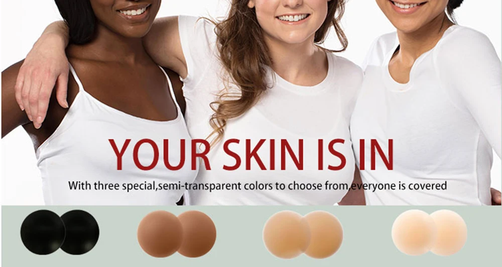 Round Shape Reusable Silicone Nipple Covers Invisible Seamless Breast Petals No Show Full Coverage Nip Pasties Sticky Bra