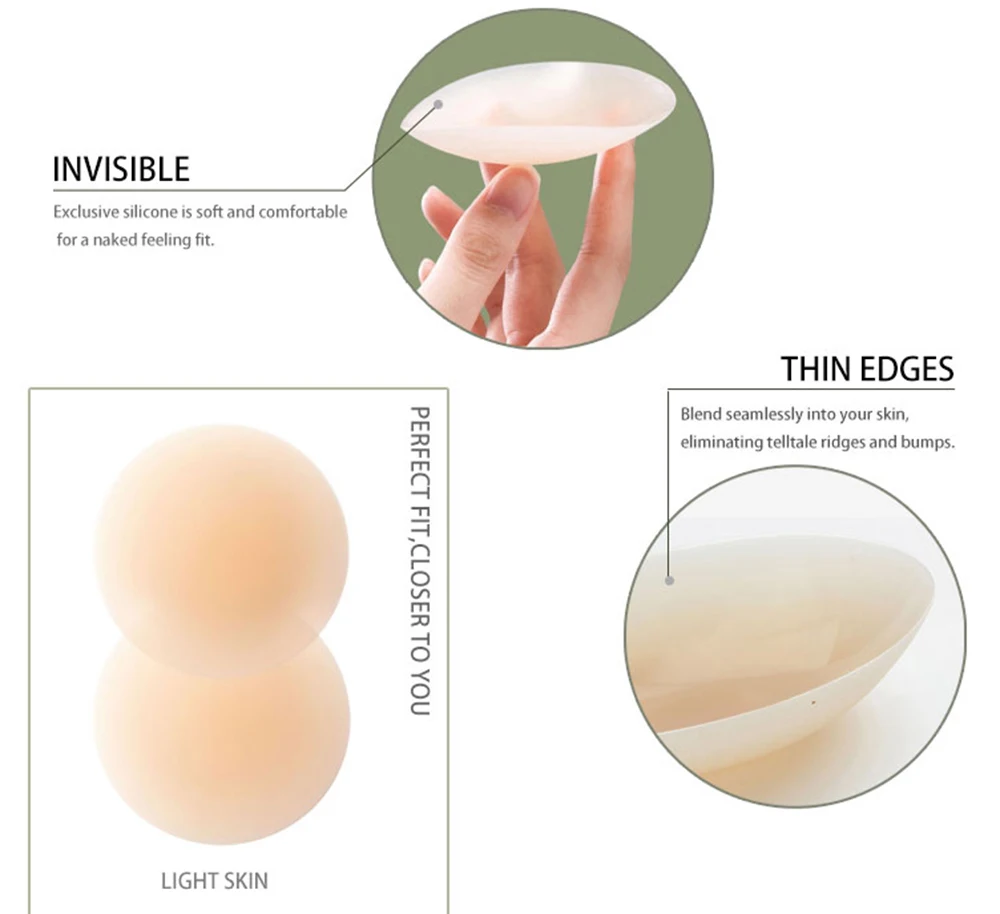 Round Shape Reusable Silicone Nipple Covers Invisible Seamless Breast Petals No Show Full Coverage Nip Pasties Sticky Bra