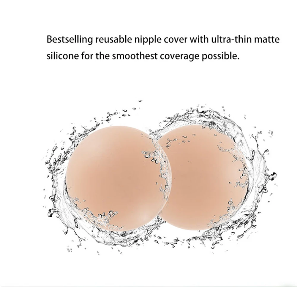 Round Shape Reusable Silicone Nipple Covers Invisible Seamless Breast Petals No Show Full Coverage Nip Pasties Sticky Bra