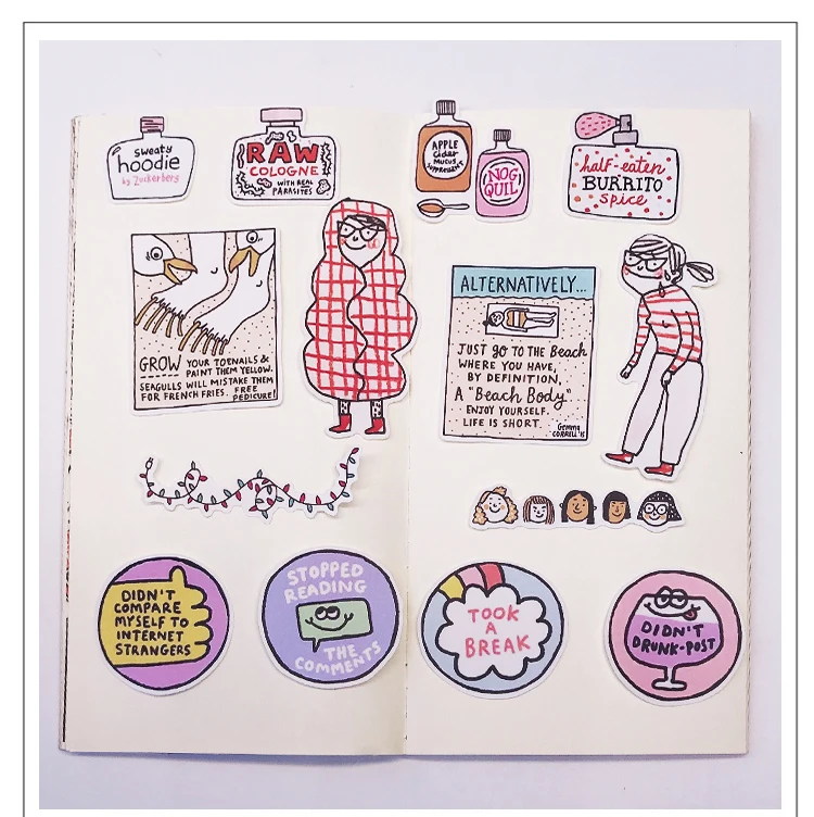 Stickers 23pcs Foreign Girl Hand Account Tool Set A Girl's Heart Funny Love Life Cartoon Hand Book Waterproof