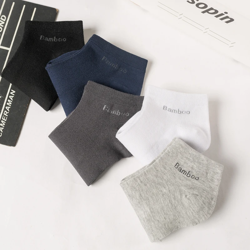High Quality 10Pairs/Lot Men's Bamboo Fiber Socks Short Casual Breatheable Anti-Bacterial Man Ankle Socks New black busines