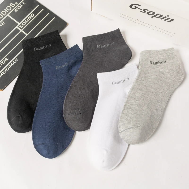 High Quality 10Pairs/Lot Men's Bamboo Fiber Socks Short Casual Breatheable Anti-Bacterial Man Ankle Socks New black busines