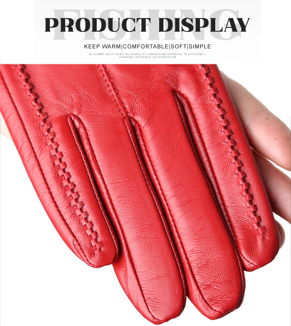 Women's Sheepskin Gloves Winter Warm Plus Velvet Short Thin Touch Screen Driving Color Women's Leather Gloves Good Quality -2226
