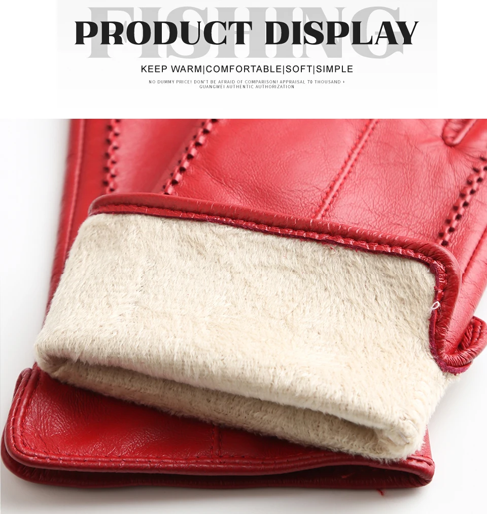 Women's Sheepskin Gloves Winter Warm Plus Velvet Short Thin Touch Screen Driving Color Women's Leather Gloves Good Quality -2226