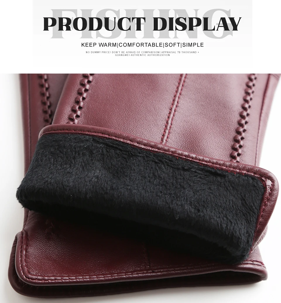 Women's Sheepskin Gloves Winter Warm Plus Velvet Short Thin Touch Screen Driving Color Women's Leather Gloves Good Quality -2226