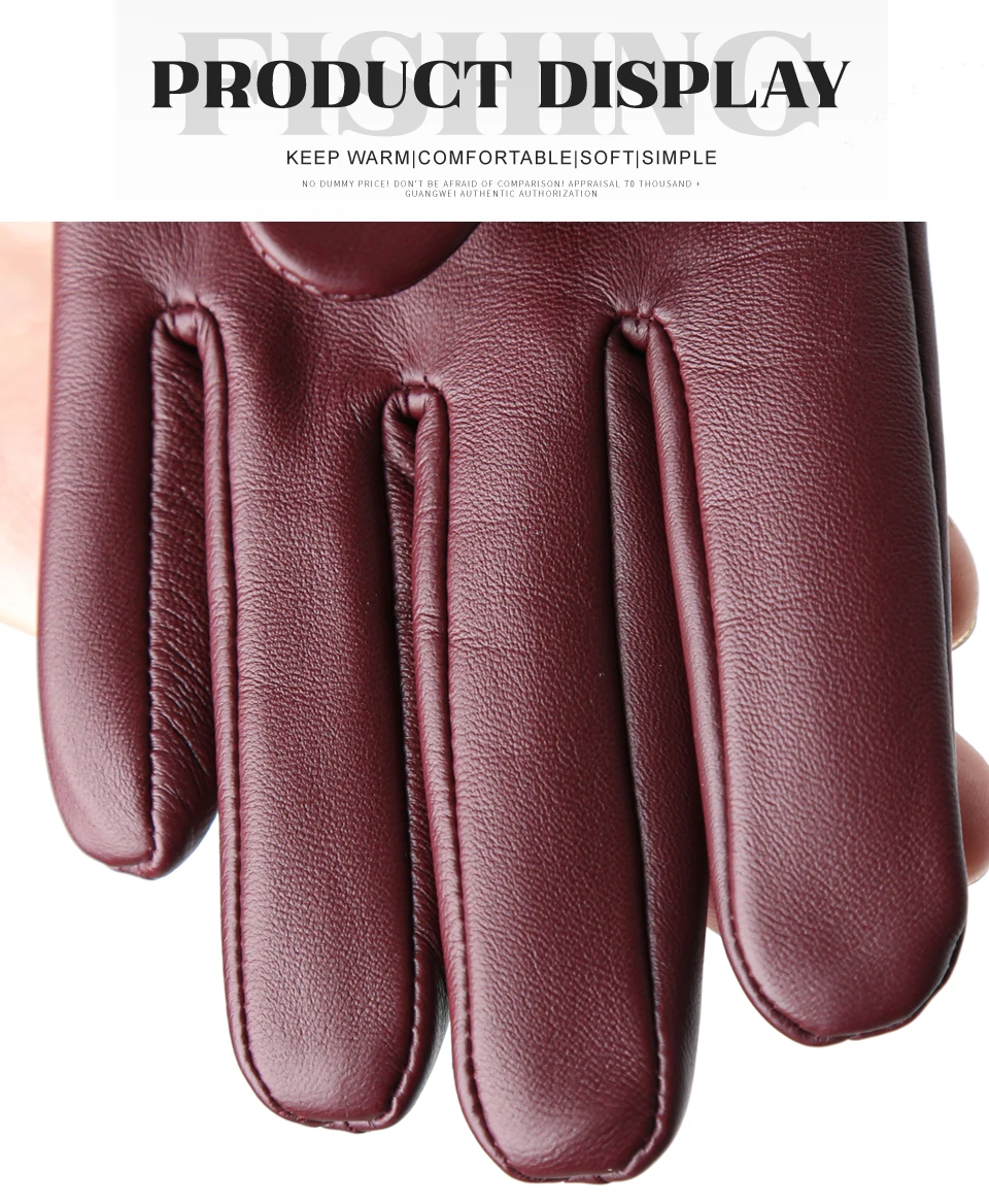 Women's Sheepskin Gloves Winter Warm Plus Velvet Short Thin Touch Screen Driving Color Women's Leather Gloves Good Quality -2226